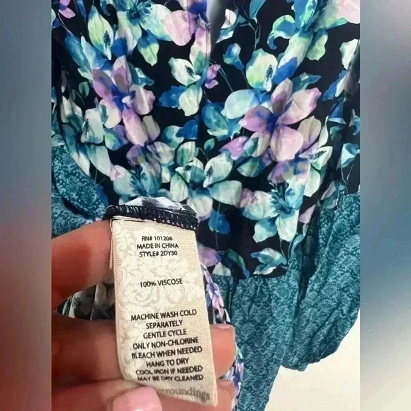 Soft surroundings Night Bloom Balloon Sleeve Dress Size Large NWOT - Picture 7 of 7